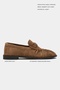 Mirage Desert Dark Beige Suede Leather Women's Loafer with Metal Buckle Detail and Ruched Gathering Detail - 2