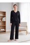 Women's Ribbed Knit Pajama Set, V-Neck, Long-Sleeve, Sporty Cut, Modern, Chic, Comfortable Homewear, S–XL, 09-309 - 4