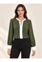 Women's V-Neck Long-Sleeved Stylish Blouse with Contrast Piping