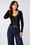 Women's Cardigan-Style Sweater with Lace Collar and Buttons - 4