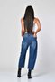 WhatsUp Barrel Fit High-Waisted Denim Pants - Blue - 7