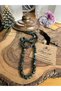 Seraphinite Natural Stone Cube-Cut Necklace