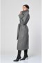 EYYO Stand-Up Collar, Button-Detail, Belted Long Wool Coat - Gray - 6