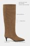 Jolie Rome Beige Suede Genuine Leather Pointed Toe Cone-Heel Women's Boots - 2