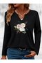 Mix-Printed Cotton-Lycra Half-V-Neck Short-Sleeved Blouse