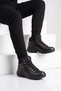Black Genuine Leather Waterproof Men's Outdoor Trekking Boots with Non-Slip Soles M4107