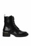 Women's Black Lace-Up Zip-Up Boots with Block Heel—Casual Ankle Boots - 2