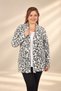 Women's Shawl Collar Leopard Print Viscose Knit Cardigan with Pockets, Plus Size - 2