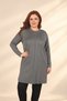 Women's Long-Sleeved Plus-Size Tunic Blouse with Vertical Striped Detail