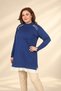 Women's Plus-Size Knit Tunic Blouse with Pearl and Stone Embellishments on the Shoulders and a Pleated Hem with Paneled Trim