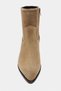 Benda Rome Beige Suede Leather Zipper Pointed Toe Chunky Block Heel Women's Cowboy Boots - 5