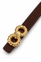 Women's Gold Double-Ring Buckled Slim Belt – Belt for Pants and Dresses with Seam Details - 3
