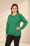 Women's Plus-Size Stretch Viscose T-Shirt with Embroidered Sleeves Featuring a Floral Print, Beaded Detail, and Stone Embellishments - 2