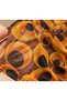 Women's Coffee-Orange Retro Patterned Mock Neck Long-Sleeve Tulle Blouse - 4