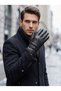 Men's Black Faux Leather Gloves with Fur-Lined Design (Sizes L and XL)