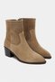 Benda Rome Beige Suede Leather Zipper Pointed Toe Chunky Block Heel Women's Cowboy Boots - 4