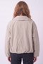 Women's Beige Shirt Collar Zipper-Front Lined Transitional Bomber Jacket - 4
