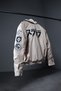 Men's Beige Suratora Embroidered Bomber Leather Jacket