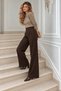 Women's polo collar button-up knit sweater with braided pattern - 6