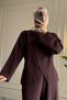 44457 Stylish, Comfortable, Soft Modal Fabric Knit Top and Bottom Set with Button Details for Women - 3