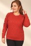 Women's Plus-Size Stretch Viscose T-Shirt with Embroidered Sleeves Featuring a Floral Print, Beaded Detail, and Stone Embellishments - 3