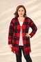 Women's Front-Tied Plaid-Patterned Skirt with Pockets and Tasseled Hem, Plus-Size Stretch Fabric Viscose Knit Cardigan - 2