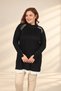 Women's Plus-Size Knit Tunic Blouse with Pearl and Stone Embellishments on the Shoulders and a Pleated Hem with Paneled Trim - 3