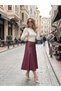 Patchwork Leather Skirt / Faux Leather Flared Skirt, Full Length 80 cm - 5