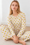 Women's Winter Trend Yellow Nightgown and Pajama Set 4862 - 3