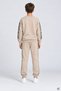 Beige Boys' Sweatsuit Set with Striped Detail and Printed Text, Crew Neck, 25018 - 4
