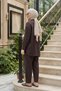 Set with Button-Front and Pocket Detail on Shalwar Pants, 1092 Brown - 3