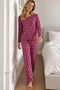 Women's Striped Comfort Fit Lilac Pajama Set - 6