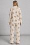3-Piece Women's Patterned Long-Sleeved Pajama Set, Ecru - 6