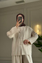 44463 - Stylish, Comfortable, Soft Modal Knit Women's Top and Bottom Set with Button Details - 2