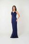 Sparkling fabric stone detailed evening dress - navy blue - 2