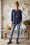 Italian Navy Blue Pool-Neck Batwing Sleeve Collared Casual Oversized Knit Blouse 68 67 - 6
