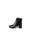 Women's Black Shiny 5cm Thick Shiny Heel Buckled Ankle Boots with Side-Zip Closure and Pointed Toe - 4