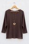 Italian Brown Pool-Neck Batwing Sleeve Collared Casual Oversized Knit Blouse 68 67 - 2