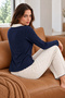 **Premium Soft-Textured Women's Button-Down Long-Sleeve Pajama Set – Corded Fabric, Patterned Long Pants, 2-Piece Set** - 2