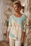 Italian Turquoise Pool Neck Long-Sleeve Digital Print Casual Angora Wool Blend Knit Blouse 64 56 - 3