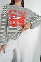 New York 64 Printed Striped Oversized Sweatshirt - 2