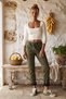 Italian Khaki Casual Woven Velvet Pants with Pockets, Elasticated Hem, and Tie-Detail, Narrow Leg, Size 100, 56 - 6