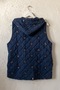 Italian Navy Blue Hooded Zipper-Front Quilted Woven Vest with Hidden Pockets and Sequin Embroidery 75 63 - 3
