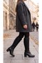 Sms4204 Black Leather Women's Boots with Studded Detail and Thick Heels