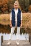 Italian Navy Blue Hooded Zipper-Front Quilted Woven Vest with Hidden Pockets and Sequin Embroidery 75 63 - 5