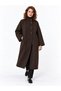 Brown Women's Oversized Long Melton Coat - 3