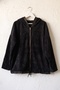 Italian Black Hooded Long-Sleeve Zippered Pocket-Clad Tie-Detail Casual Velvet Woven Jacket 68 66 - 2