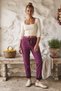Italian Burgundy-Colored Casual Velvet-Woven Pants with Pockets, Elasticated Hem, Tie-Detail, Narrow Leg, Size 100, 56 - 5