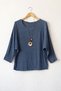 Italian Indigo Pool-Neck Batwing Sleeve Collared Casual Oversized Knit Blouse 68 67 - 2