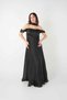 Chiffon Organza Fabric Evening Dress with Ruffle Detail - Black
